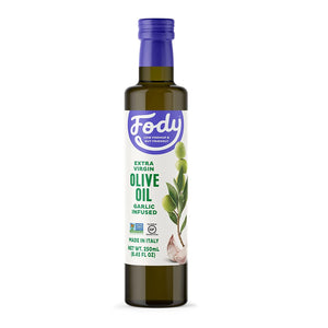 Fody Food Co - Extra Virgin Olive Oil, Garlic Infused, 8.45 fl oz | Pack of 6