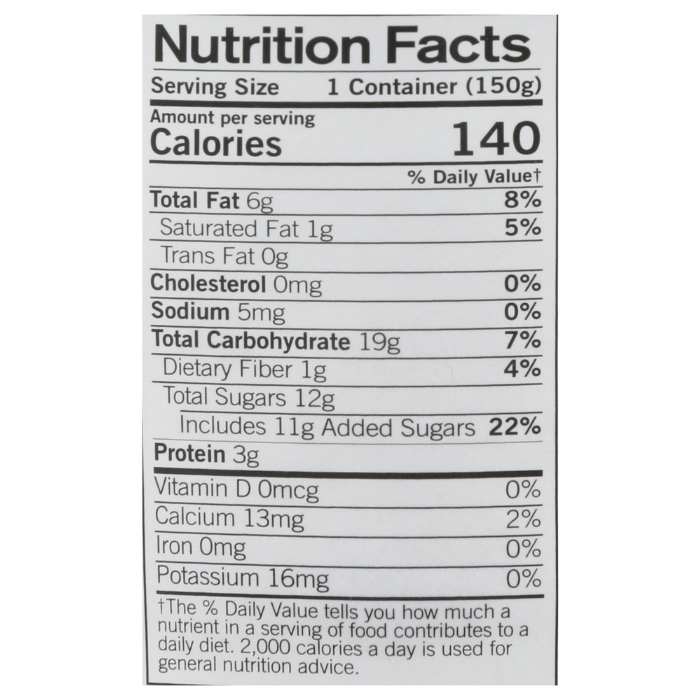 Forager Project - Organic Peach Cashewmilk Yogurt, 5.3oz - nutrition facts