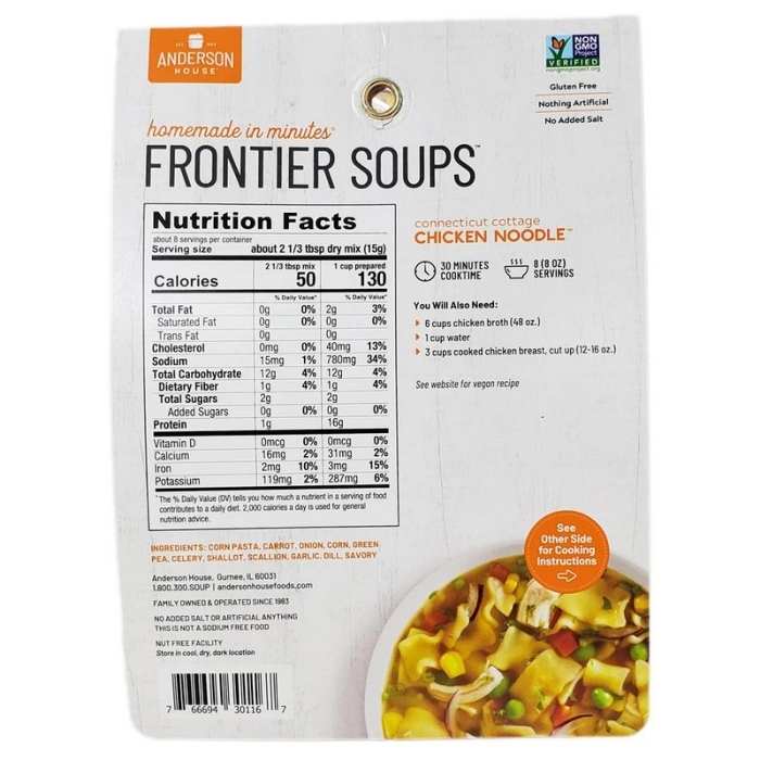 Frontier Soups - Chicken Noodle Soup Mix, 4.25oz - back