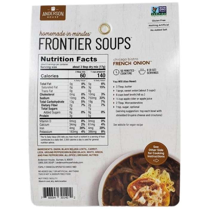 Frontier Soups - French Onion Soup Mix, 4.75oz - back