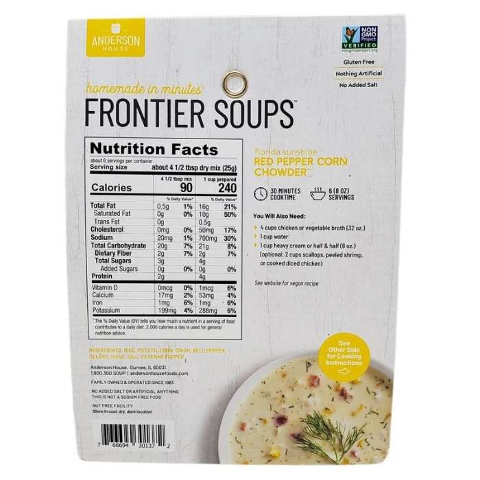 Frontier Soups - Red Pepper Corn Chowder Mix, 5oz - back