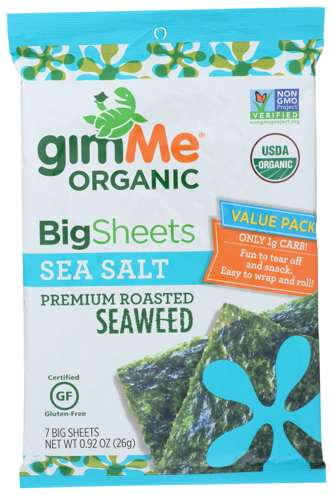 Gimme - Big Sheets Roasted Seaweed Sea Salt, 0.92oz
 | Pack of 10 - PlantX US