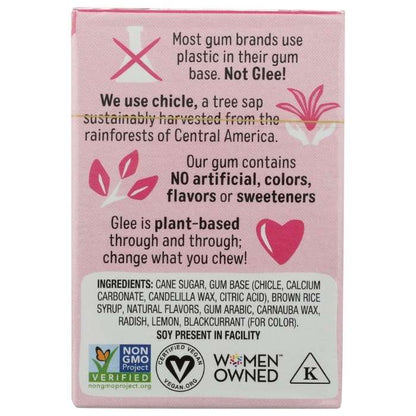Glee Gum - All-Natural Chewing Gum Bubblegum, 16 Pieces - back