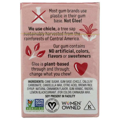 Glee Gum - All-Natural Chewing Gum Cinnamon, 16 Pieces - back
