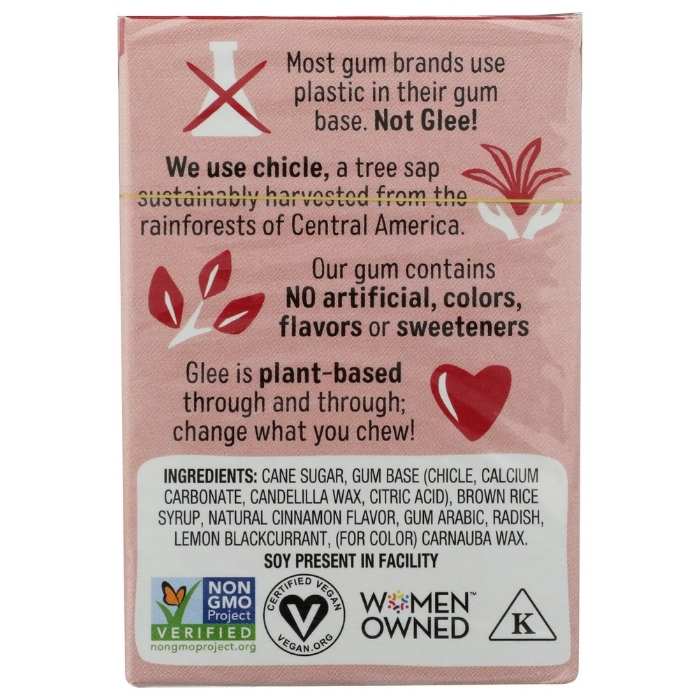Glee Gum - All-Natural Chewing Gum Cinnamon, 16 Pieces - back