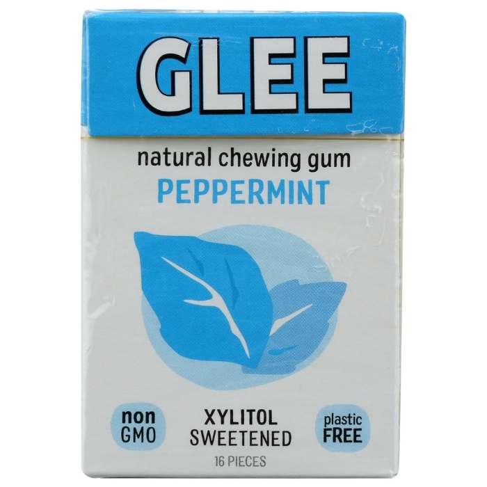 Glee Gum - All-Natural Chewing Gum Peppermint, 16 Pieces - front