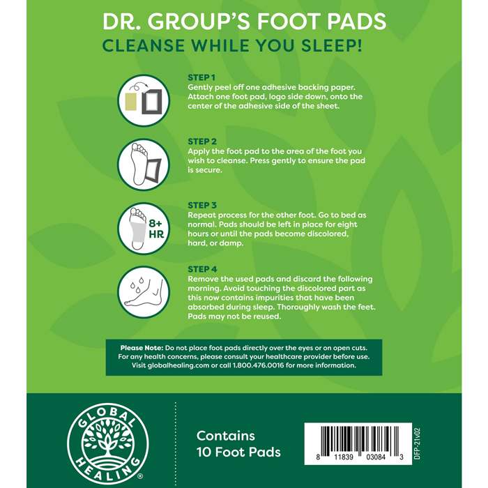 Global Healing - Dr. Group's Foot Pads™, 10ct - back 
