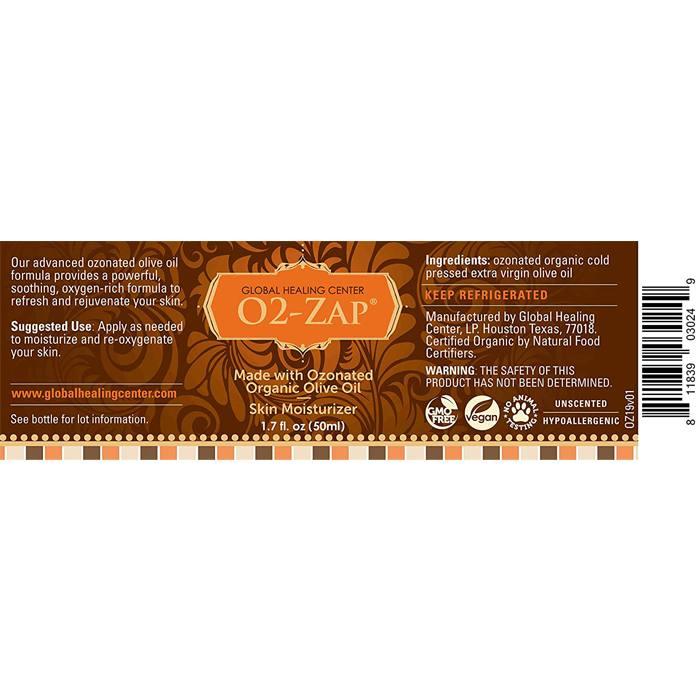 Global Healing - O2-Zap® Organic Ozonated Olive Oil, 1.7 fl oz - back 