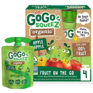 GoGo Squeez Applesauce, Apple Apple, 4 Pack, 12.8oz

 | Pack of 12