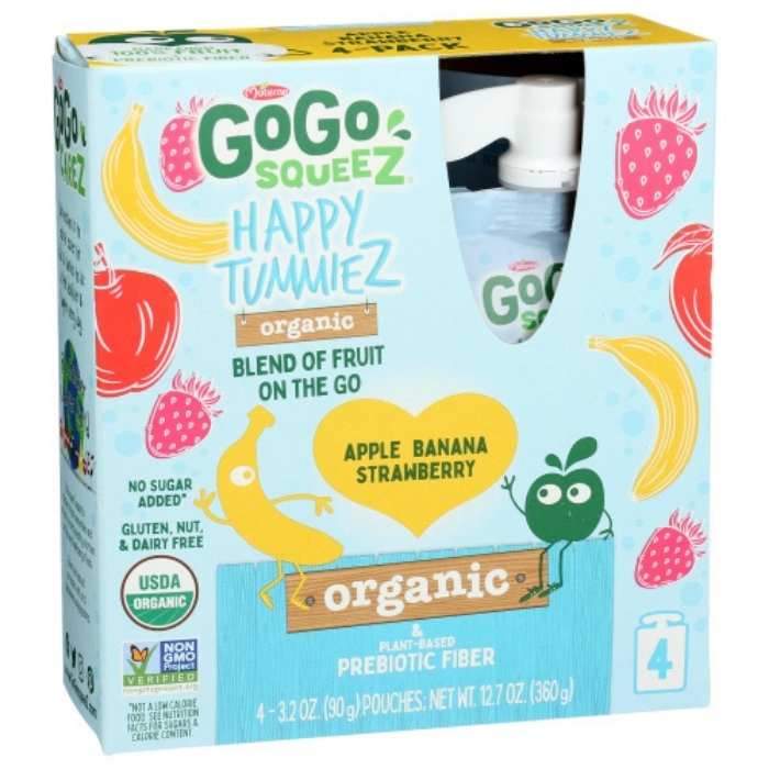 Gogo SqueeZ - happy tummiez banana strawberry 4 pack - front