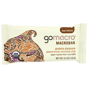 GoMacro - Protein Pleasure Macrobar, Peanut Butter Chocolate Chip - 2.4oz | Pack of 12