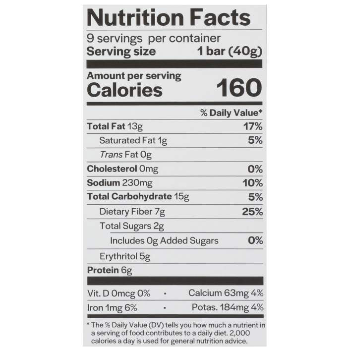 Good to Go - Raspberry Lemon Snack Bar, 1.41oz - nutrition facts