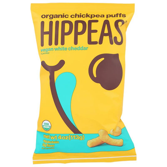 Hippeas - Chickpea Puffs - White Cheddar, 4oz (Pack of 12)
