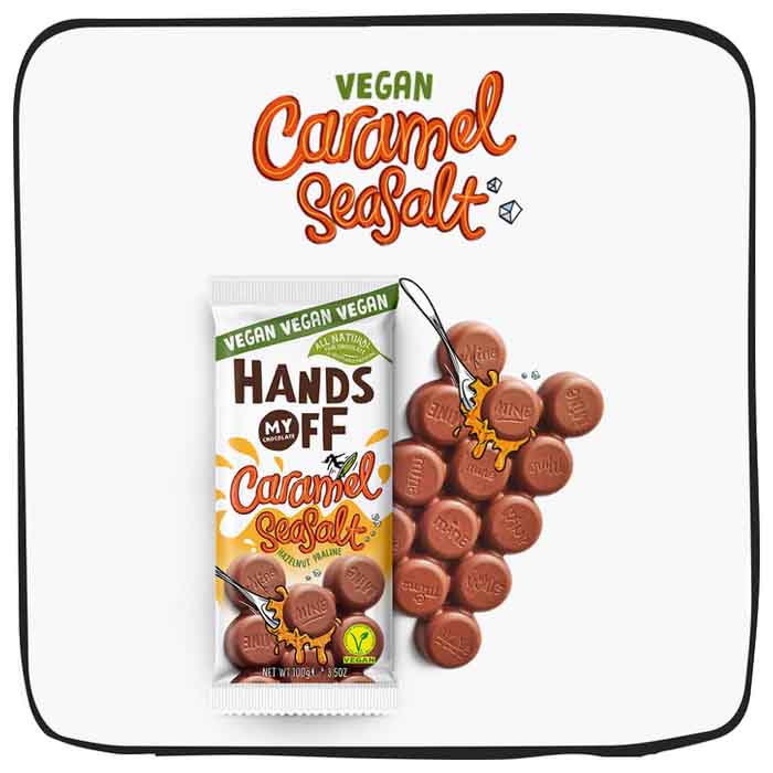 Hands Off My Chocolate - Vegan Chocolate Caramel Sea Salt Hazelnut Praline Bar ,3.5oz