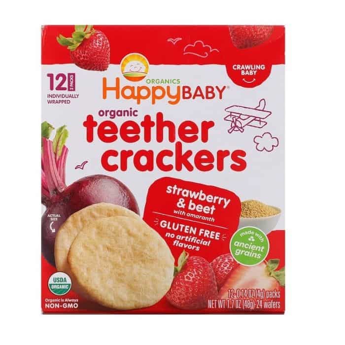 Happy Baby- Cracker Teethr Strw Beet - back