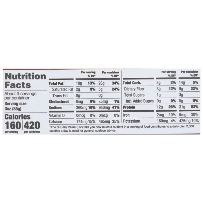 Hodo - Organic Southern Barbecue Tofu Cubes, 8oz - nutrition facts