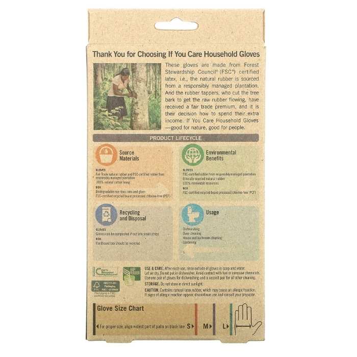 If You Care - Natural Rubber Household Gloves - back