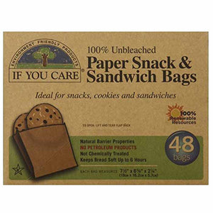 If You Care - Unbleached Paper Snack & Sandwich Bags, 48-Pack