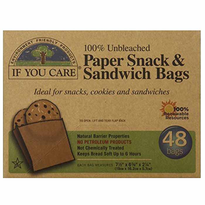 If You Care - Unbleached Paper Snack & Sandwich Bags, 48 Pack