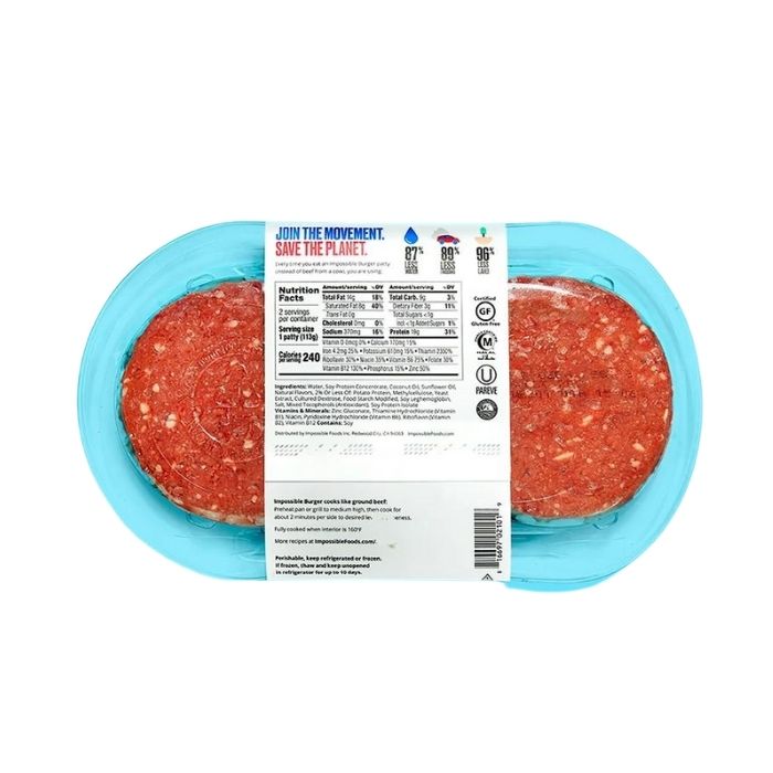 Impossible - Burger Patties Made From Plants, 8oz - back
