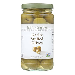 JEFF'S NATURALS: Garlic Stuffed Olives, 7.5 oz
 | Pack of 6