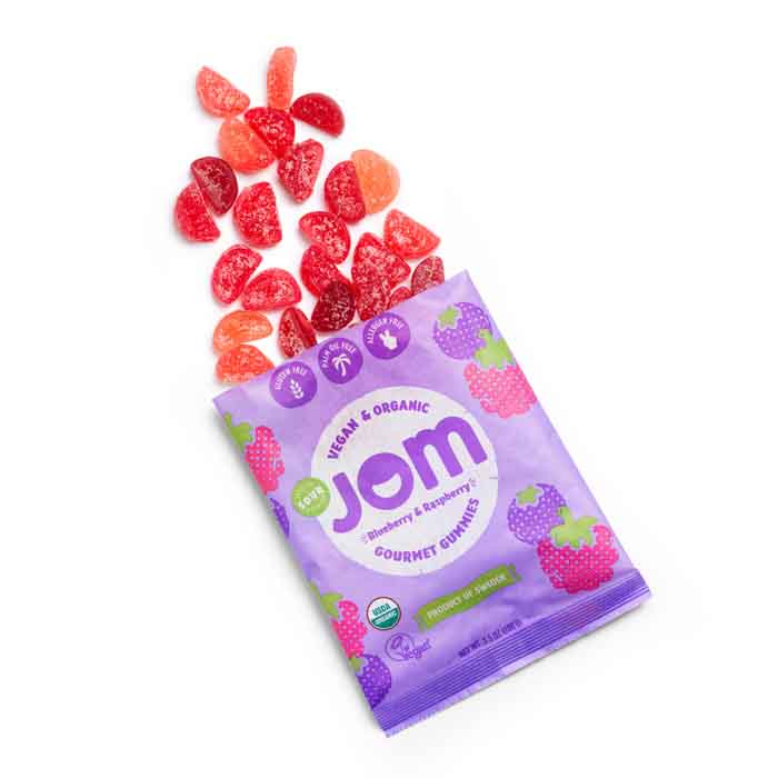 JOM - Organic and Vegan Swedish Gummies - Blueberry & Raspberry, 2.5oz