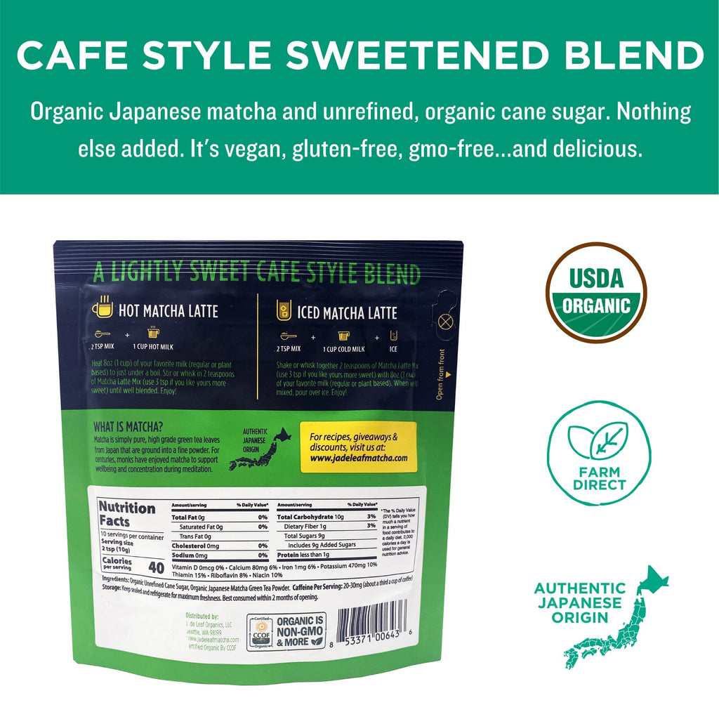 Jade Leaf Matcha Tea Latte Mix, 3.5oz PlantX US