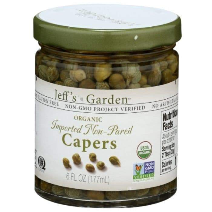 Jeff’s Garden Organic Non-Pareil Capers front