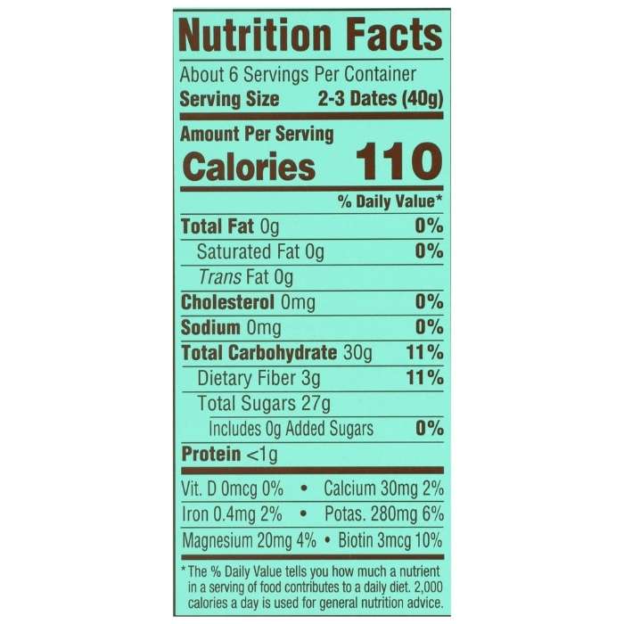 Joolies - Organic Whole Medjool Dates, 9oz - nutrition facts