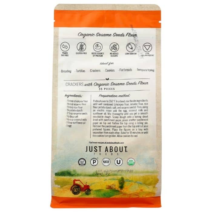 Just About Foods - Organic Sesame Seed Flour, 1lb - (back)