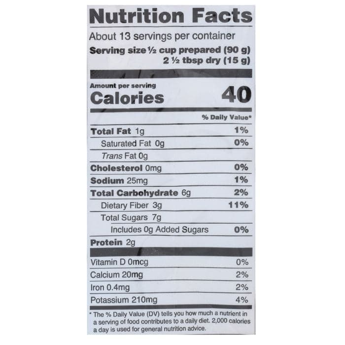 Just About Foods - Riced Cauliflower Dehydrated, 7 oz - nutrition facts