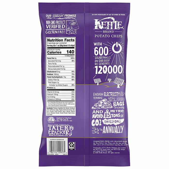 Kettle Brand - Potato Chips - Korean Barbecue, 5oz - back