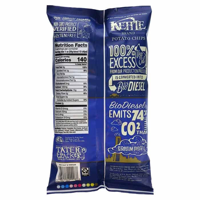 Kettle Brand - Potato Chips - Sea Salt & Vinegar, 5oz - back
