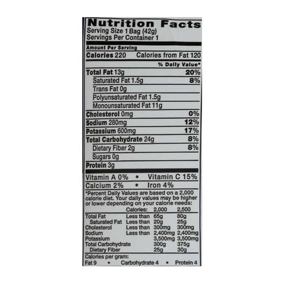 Kettle Brand - Potato Chips Seasalt & Vinegar, 1.5oz - nutrition facts