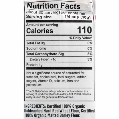 King Arthur - Organic Unbleached All-Purpose Flour, 2lb - back