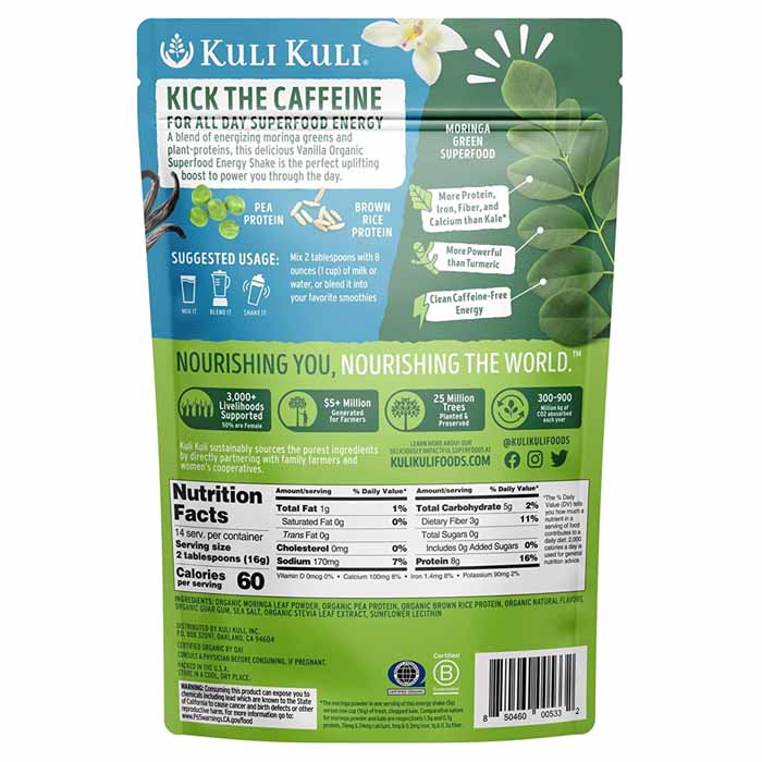 Kuli Kuli - Moringa Greens & Protein Superfood Smoothie Mix - Vanilla, 7.6oz - PlantX US