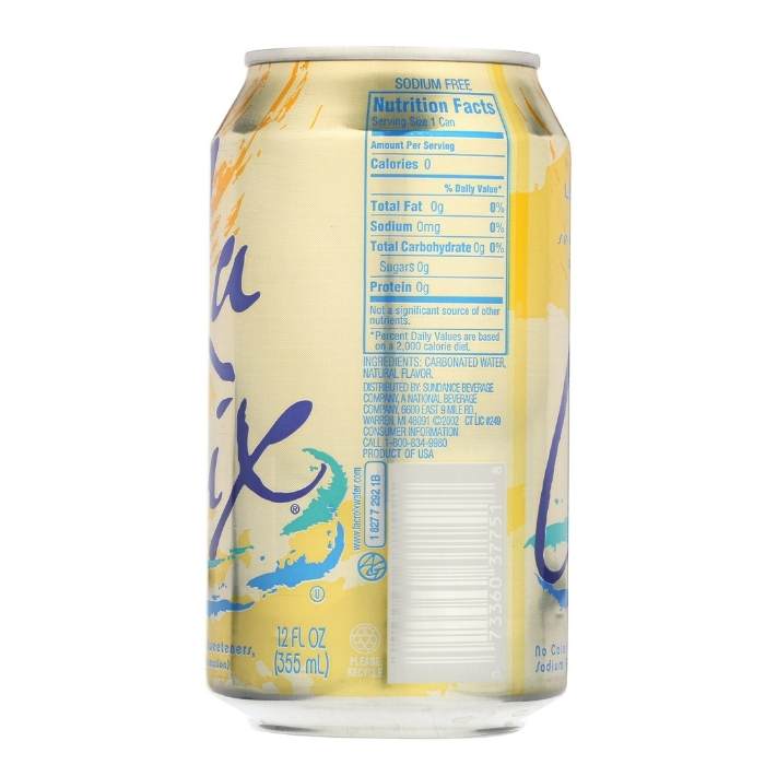 LaCroix - Sparkling Water Lemon, 12 fl oz - back