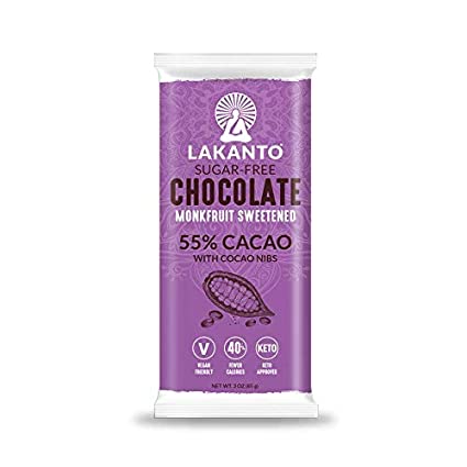 Lakanto Chocolate Bar 55% Cacao with Cacao Nibs – 3 oz
 | Pack of 8 - PlantX US