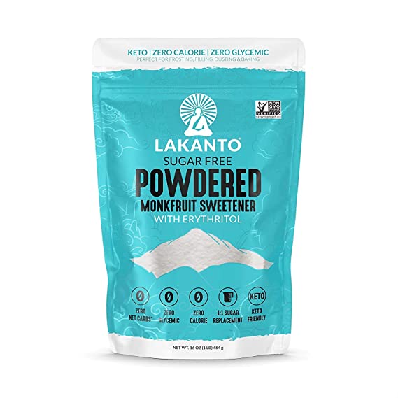 Lakanto, Powdered Monkfruit Sweetener with Erythritol, Sugar Free, 1 LBS | Pack of 8 - PlantX US