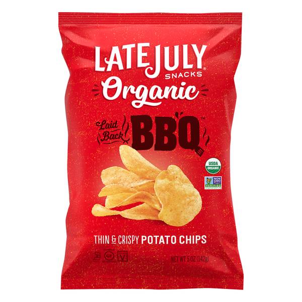 Late July Thin & Crispy Potato Chips BBQ 5.5 Oz
 | Pack of 12 - PlantX US
