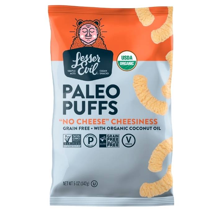 Lesser Evil- "No Cheese" Cheesiness Paleo Puffs - Front