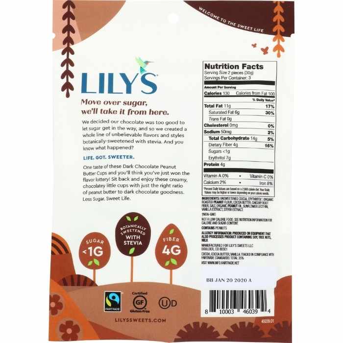Lily's - Dark Chocolate Peanut Butter Cups - back