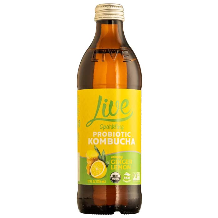 Live Kombucha - Sparkling Probiotic Kombucha - Snappy Ginger Lemon, 12floz