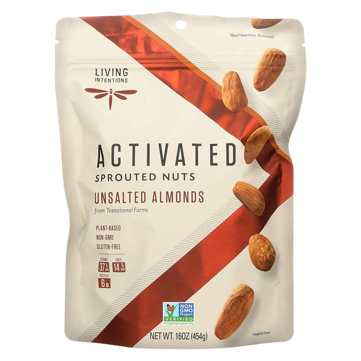 Living Intentions Sprouted Almonds Unsalted, 16 oz | Pack of 4 - PlantX US