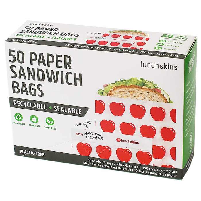 Lunchskins - Paper Sandwich Bags  Apple Recycleable & Sealable - 50 Pcs