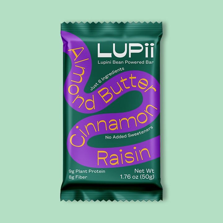 Lupii Almond Butter Cinnamon Raisin Bar, 1.76 oz | Pack of 12 - PlantX US