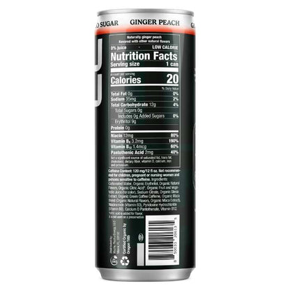 Machu Picchu - Elevate 120 Organic Energy Drinks Ginger Peach, 12 fl oz - back