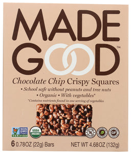 MadeGood, Crispy Squares, Chocolate Chip, 6 Bars, 0.78 
 | Pack of 6