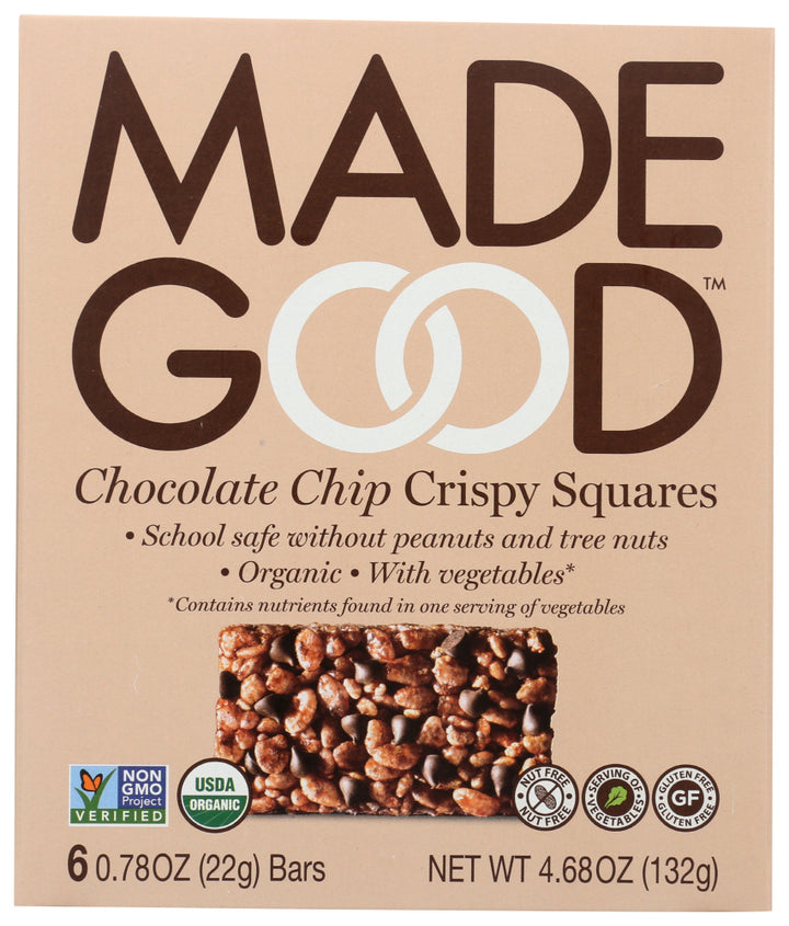 MadeGood, Crispy Squares, Chocolate Chip, 6 Bars, 0.78 
 | Pack of 6 - PlantX US