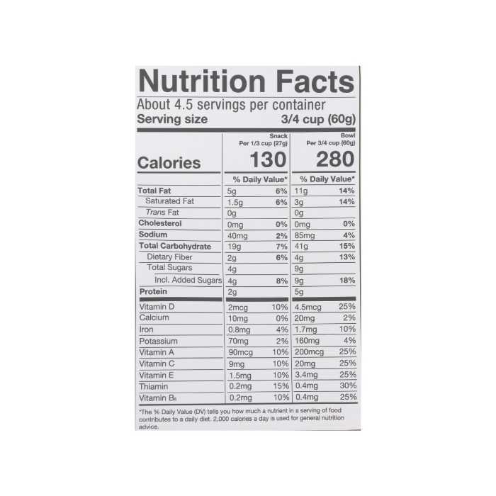 Madegood - Gluten-Free Crispy Light Granola - Cocoa Crunch - Nutrition facts